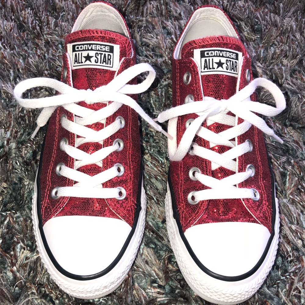 Red sparkly converse